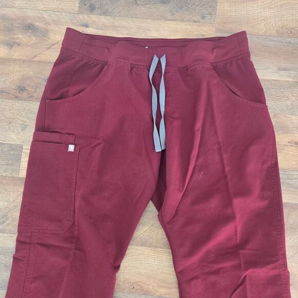 FIGS Technical Collection Women's Deep Red Maroon Drawstring Scrub Pants Size L - Picture 2 of 6